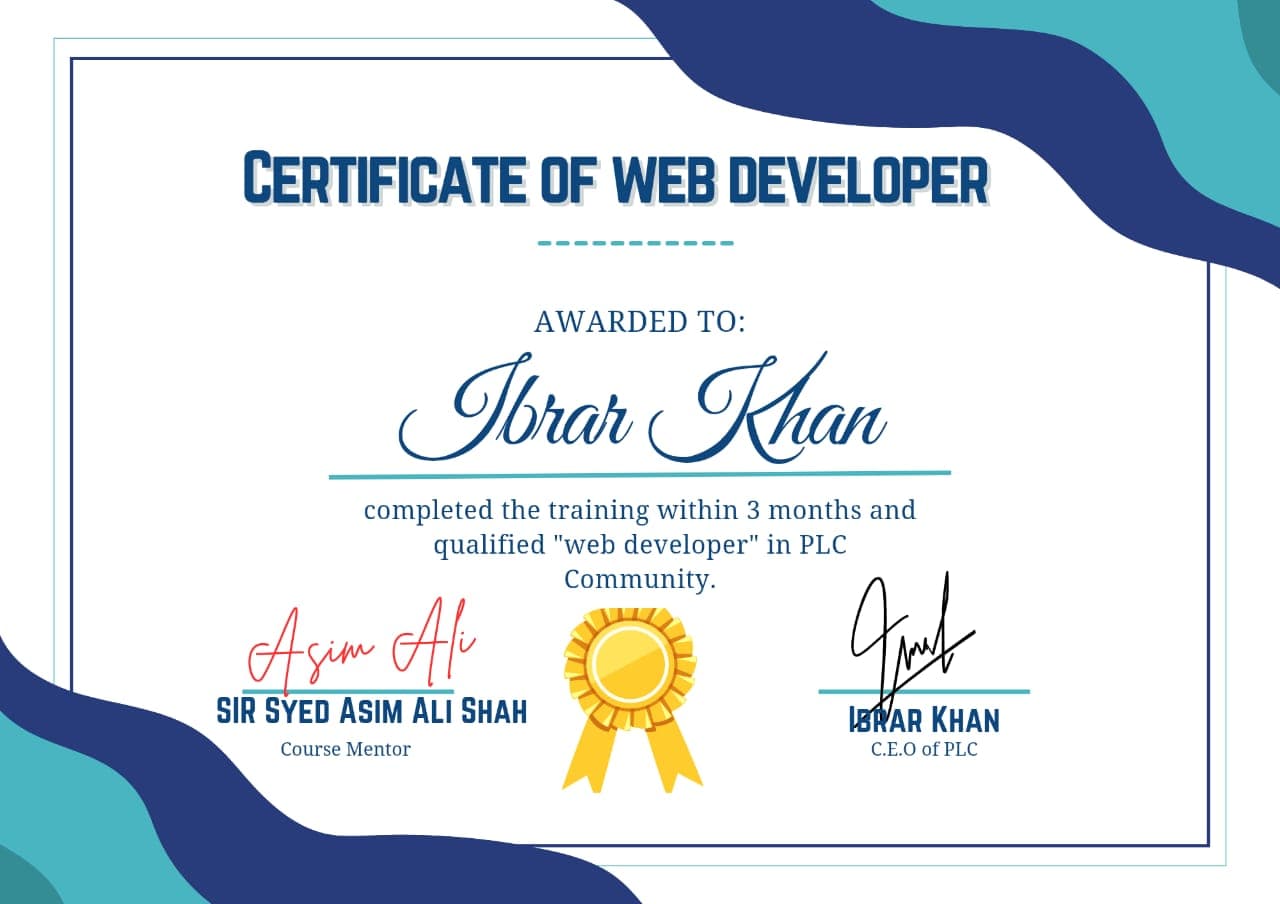 Web Developer Certificate — PLC